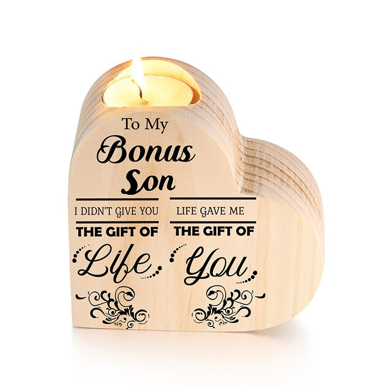Wood heart candle holder