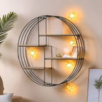 Round Wall Shelf with 4 Levels – Retro Design made of Wood & Metal