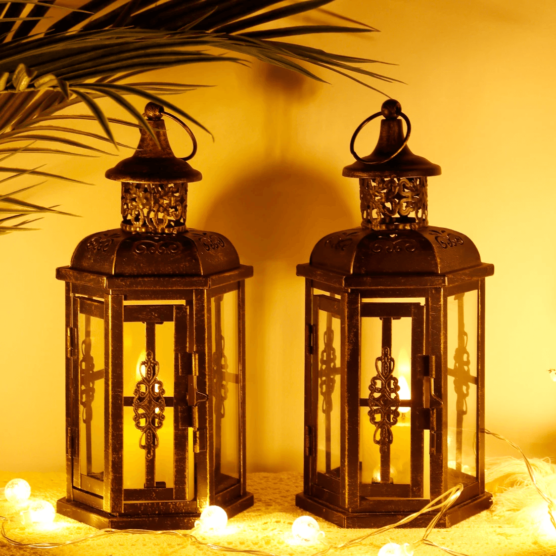 Vintage Scandinavian Black Iron Candle Lantern