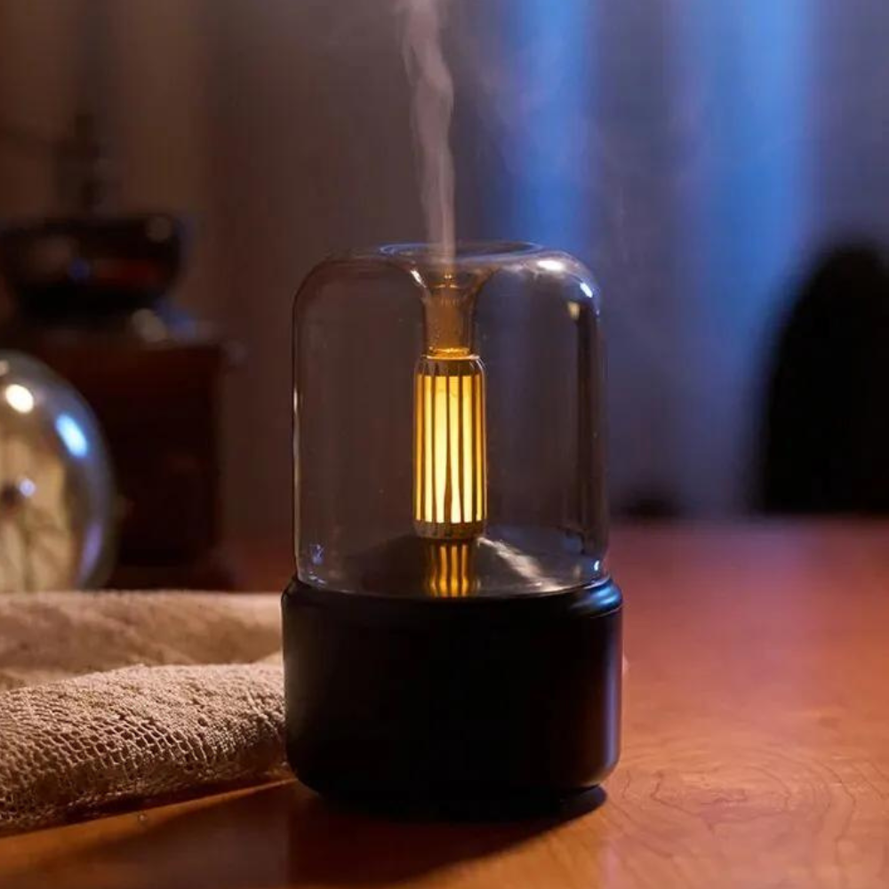 Retro Aroma Diffuser with Night Light - USB Essential Oil Air Humidifier for Home and Office