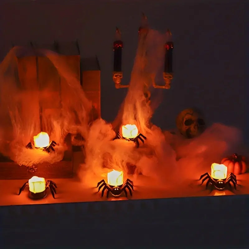 ️Halloween Spider Tealights Spooky Electric Flickering Artificial Candles