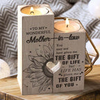 Smile A Lot More - Wooden Candle Holder with Candle Gift for Your Loved Ones