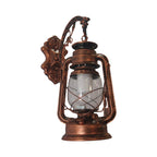1-Light Kerosene Wall Mount Lighting Nautical Black/Copper/Bronze Clear Glass Wall Lights for Dining Room