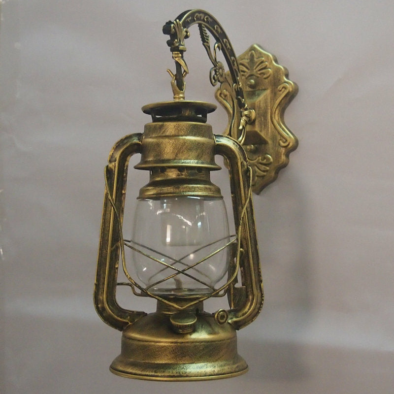 1-Light Kerosene Wall Mount Lighting Nautical Black/Copper/Bronze Clear Glass Wall Lights for Dining Room