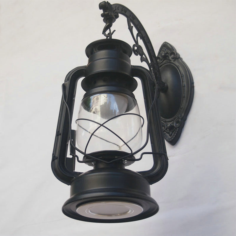 1-Light Kerosene Wall Mount Lighting Nautical Black/Copper/Bronze Clear Glass Wall Lights for Dining Room