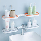 Rotating Stainless Steel Bathroom Corner Shelf with Punch-Free Installation