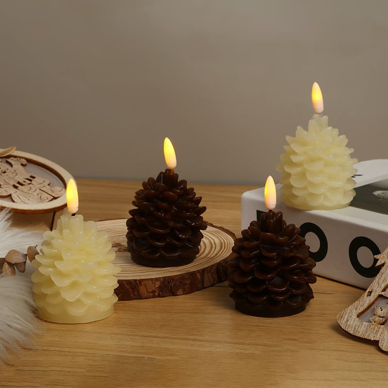 Flameless Pine Cone Candles