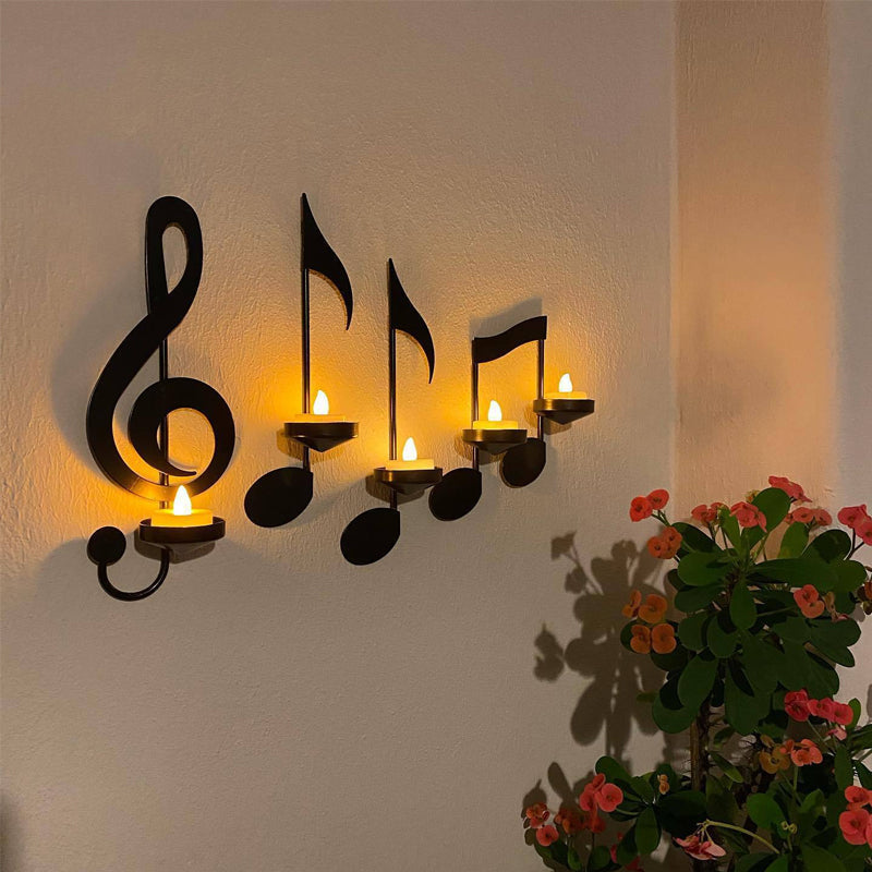 Candle holder with music notes