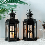 Vintage Scandinavian Black Iron Candle Lantern