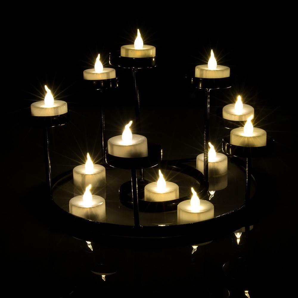 24-piece: Warm white tea lights timer flameless smokeless candles