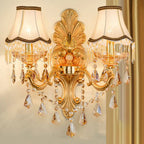 Victorian Candle Wall Sconces Lighting Metal Wall Mount Light with Shade and Crystal Decor