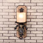 Candlestick Wall Lamp Country Style Opal Glass 1/2-Light Black and Gold Wall Fixture with Resin Anchor Design