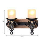 Candlestick Wall Lamp Country Style Opal Glass 1/2-Light Black and Gold Wall Fixture with Resin Anchor Design