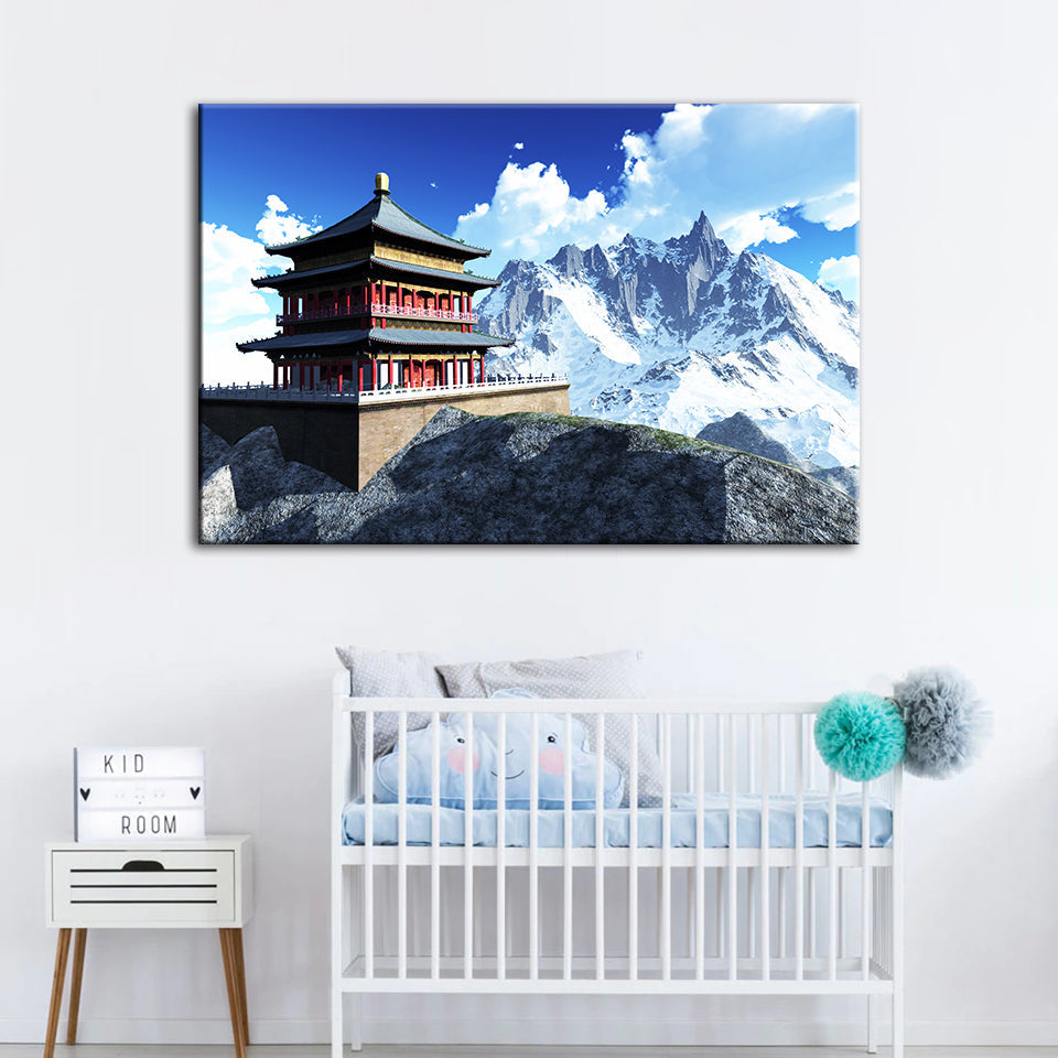 Temple In The Mountains - Canvas Wall Art Painting