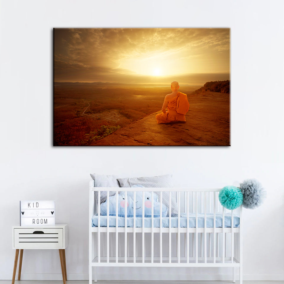 Tranquil Cliffside Sunset  - Canvas Wall Art Painting