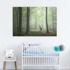Misty Mystical Deer In The Woods - Canvas Wall Art Painting