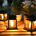Solar-powered LED candle lantern – Weatherproof outdoor lamp for garden and patio