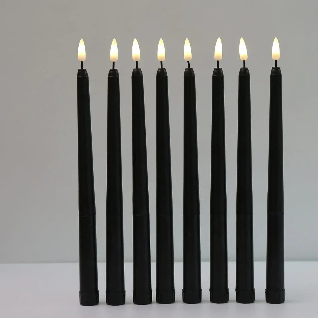 3 pieces black LED candles with flickering flame