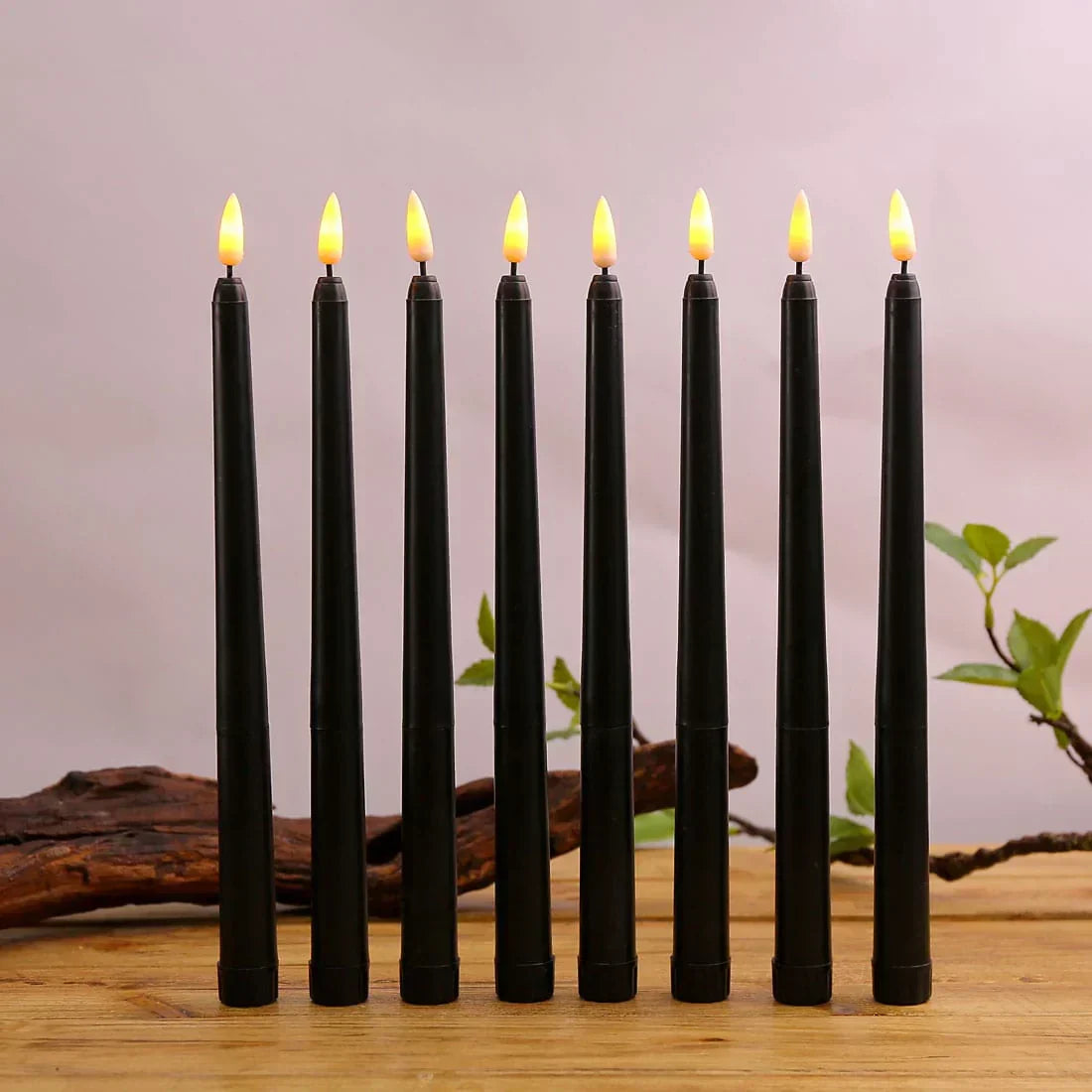 3 pieces black LED candles with flickering flame