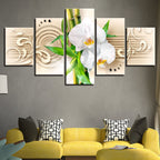 Tranquil White Orchids 5 Piece - Canvas Wall Art Painting