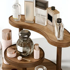 Rotating wooden makeup organizer - 3-tiered and staMerocie | Practical storage for cosmetics