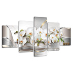 Metallic White Orchids 5 Piece - Canvas Wall Art Painting