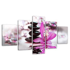 Zen Purple Orchids 5 Piece - Canvas Wall Art Painting