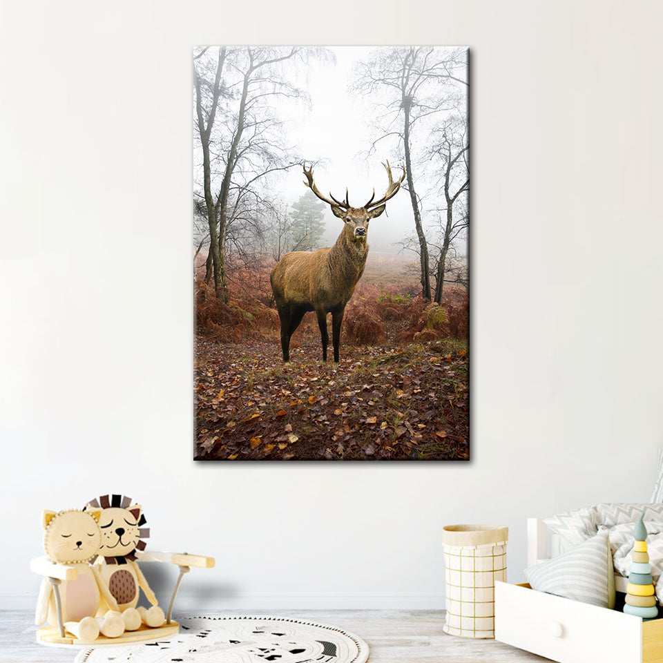 Misty Fall Deer - Canvas Wall Art Painting