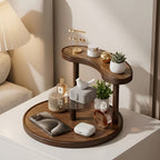 Rotating wooden makeup organizer - 3-tiered and staMerocie | Practical storage for cosmetics