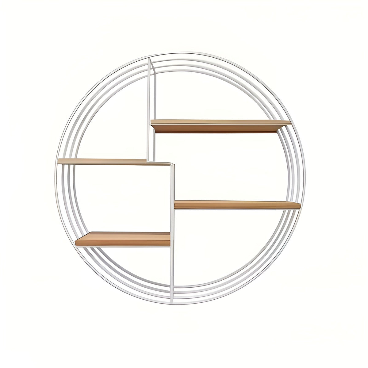 Round Wall Shelf with 4 Levels – Retro Design made of Wood & Metal