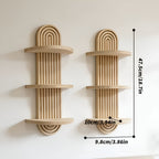 Boho Wall Shelf Made of Solid Wood – Multi-Tier and Space-Saving | For Living Room, Bedroom, and Hallway