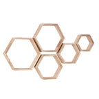 Wall shelf set HexaWood | 5-piece | Hexagon design | Rustic wood look