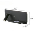 Modern LED wall lamp with USB connection, wall lamp with shelf for bedroom & office