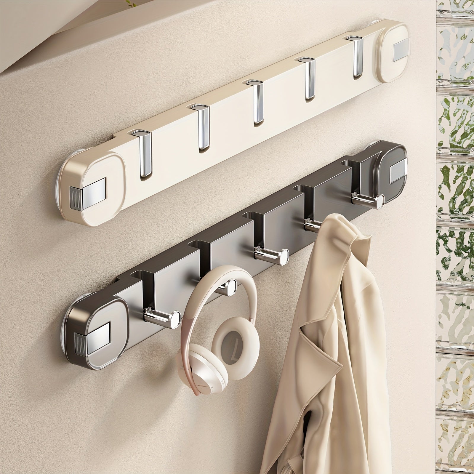 Wall Hook Panel Without Drilling – OrganizePlus Hidden 5-Hook Rack