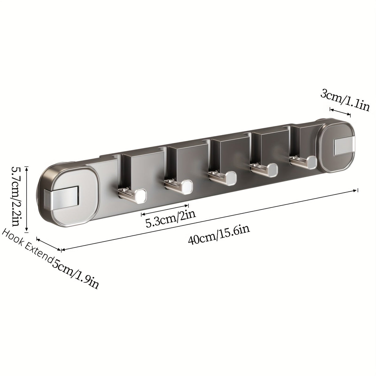 Wall Hook Panel Without Drilling – OrganizePlus Hidden 5-Hook Rack