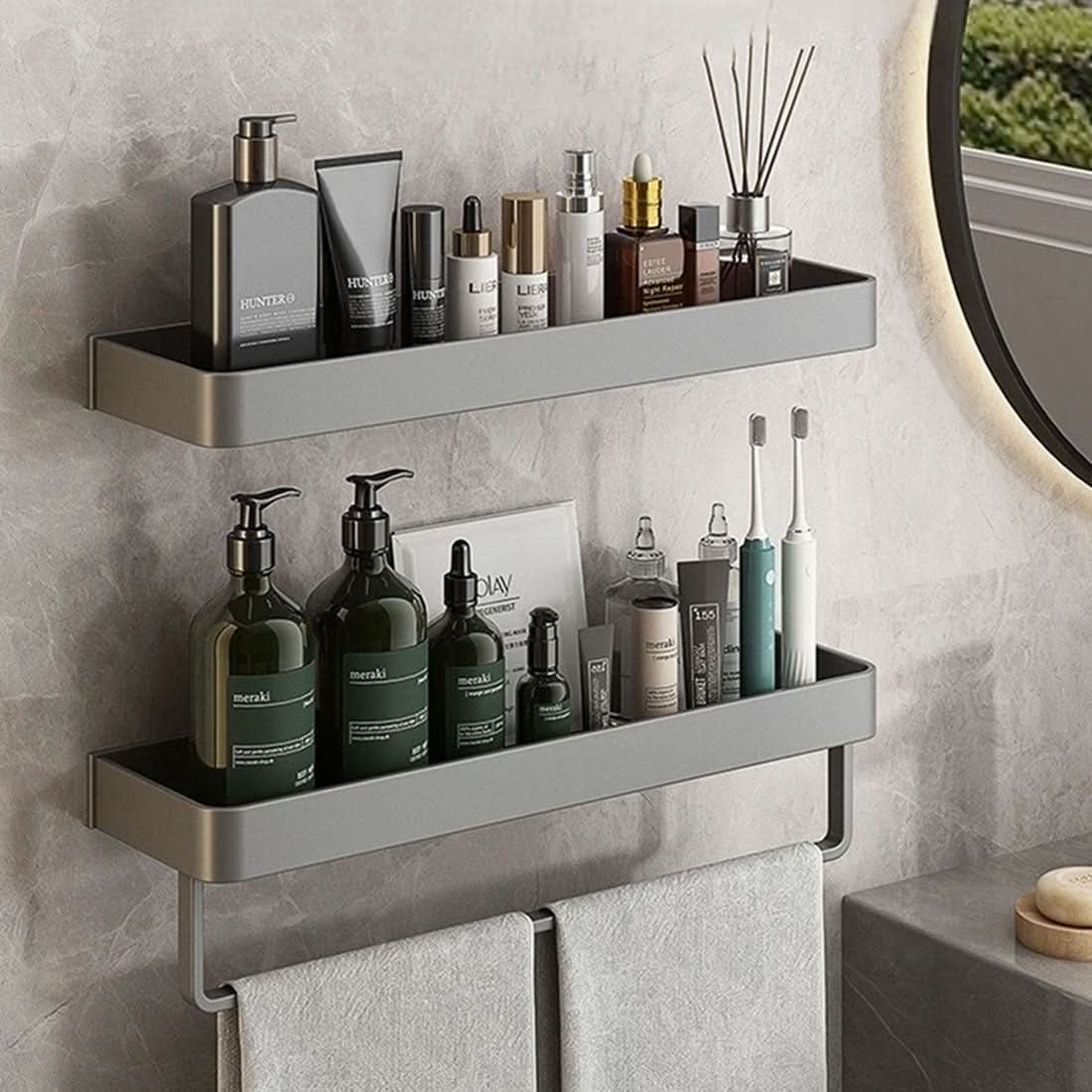 Elegant Wall Shelf for Stylish Bathroom Organization without Drilling