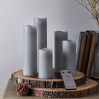 5-piece set pillar candles gray with remote control