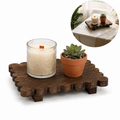 Scalloped reclaimed wood display pedestal for candles and succulents