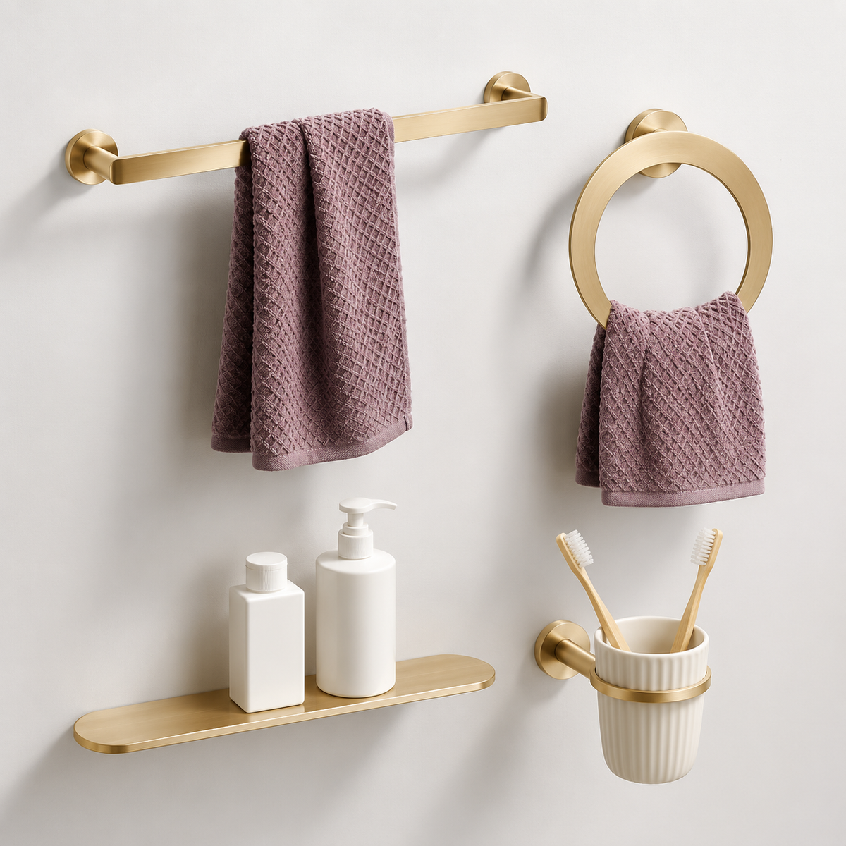 Wall-Mounted Bathroom Organizer with Concealed Fixings