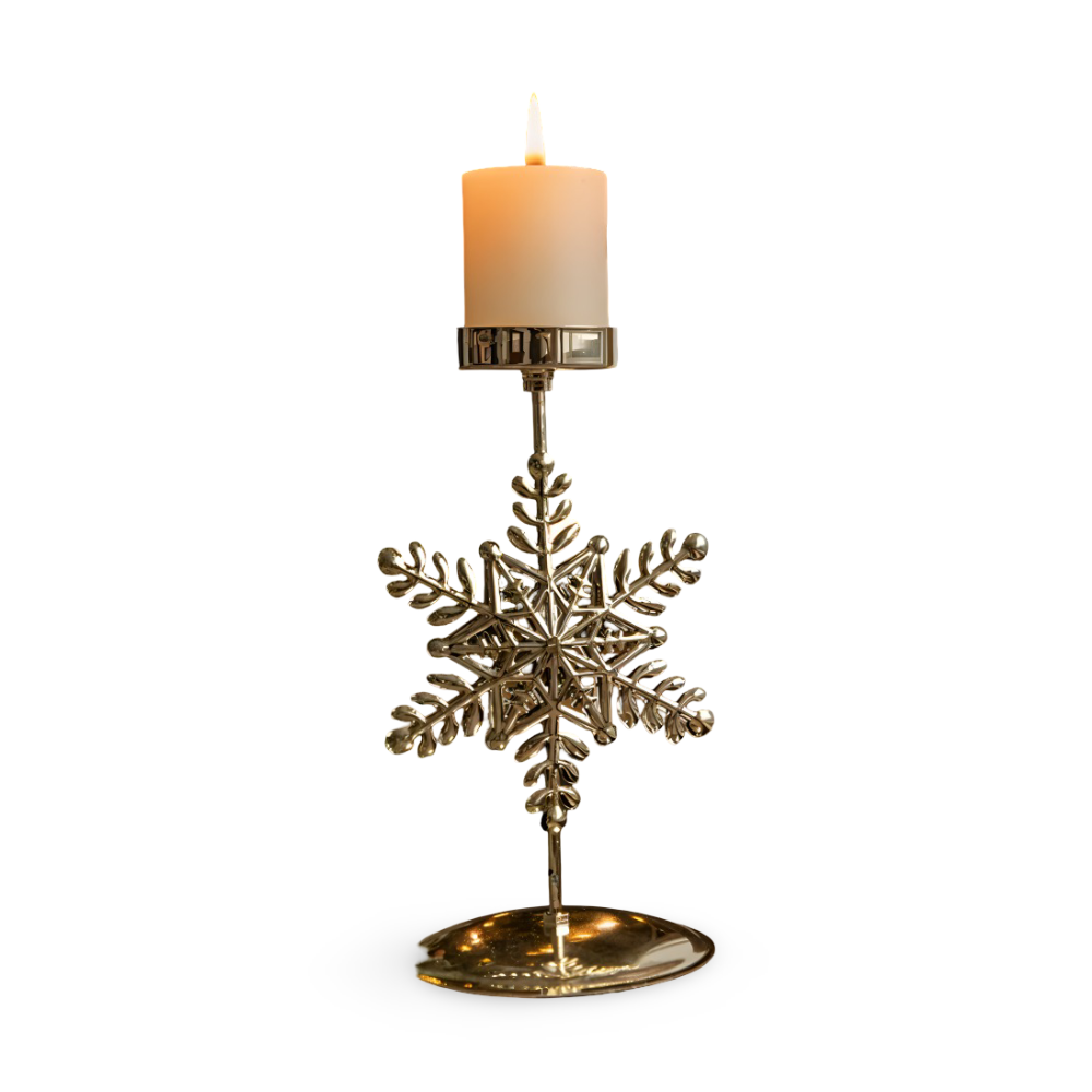 Vintage Golden Christmas Candle Holder – Atmospheric Decorative Table Decoration