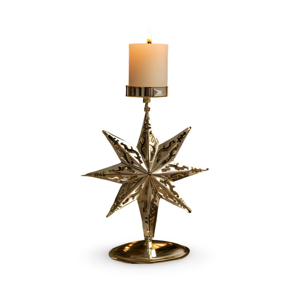 Vintage Golden Christmas Candle Holder – Atmospheric Decorative Table Decoration