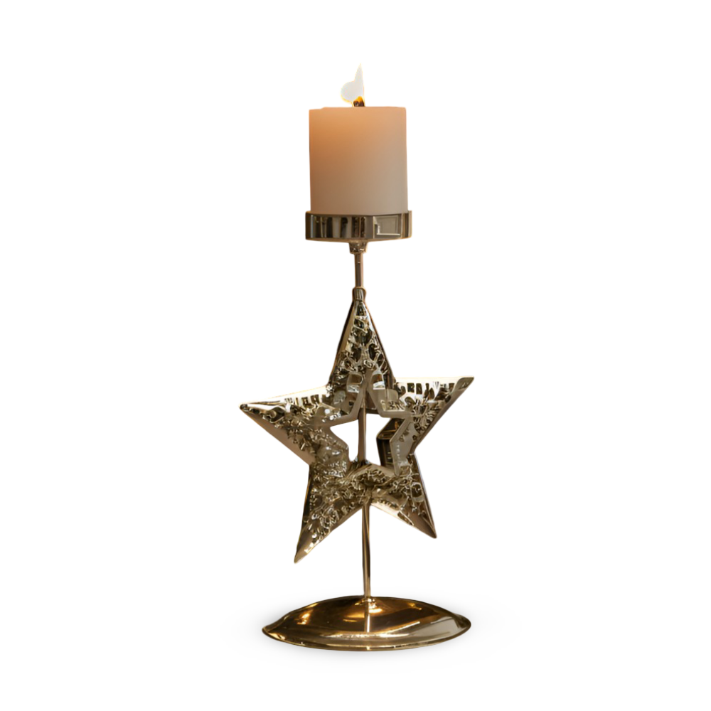 Vintage Golden Christmas Candle Holder – Atmospheric Decorative Table Decoration