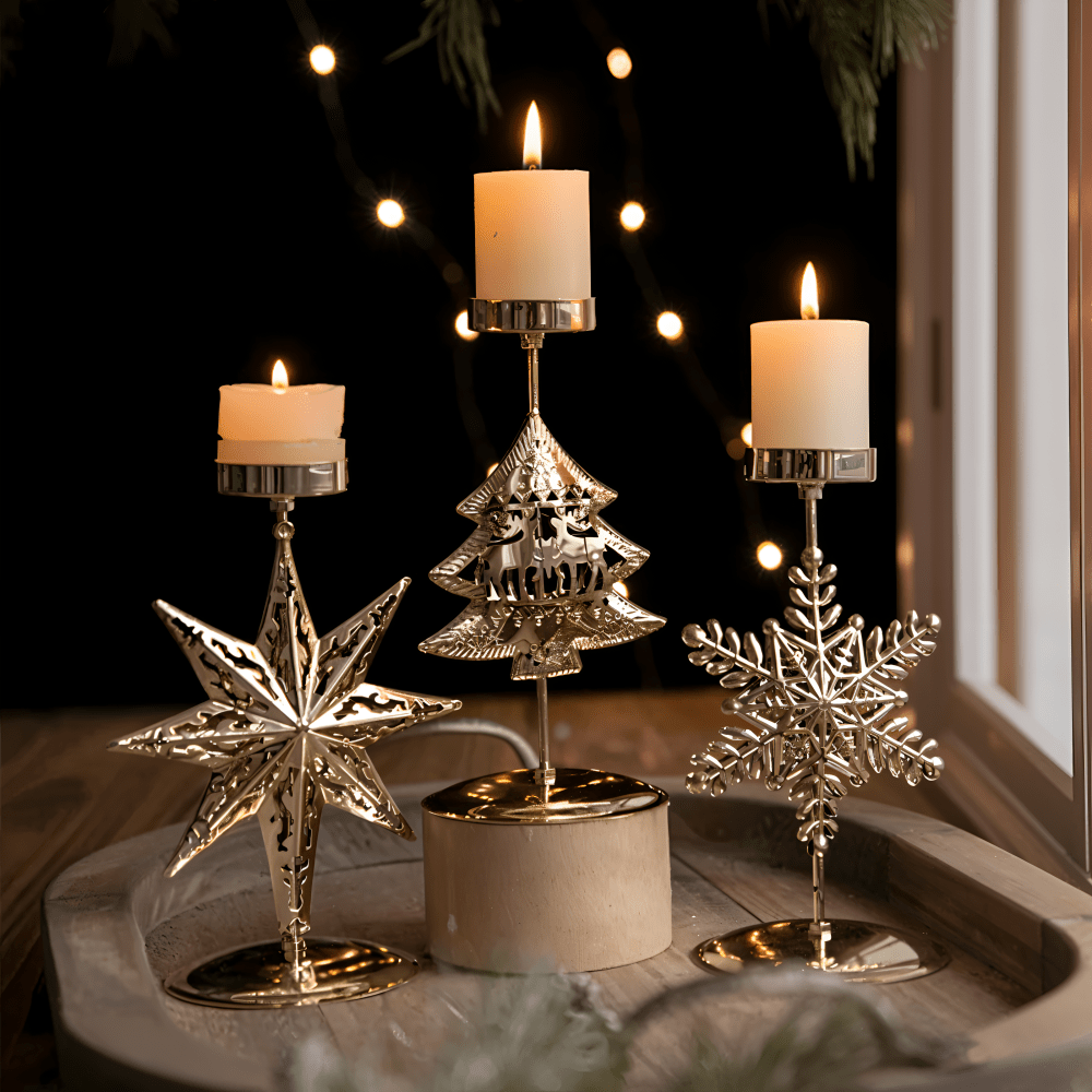 Vintage Gold Candle Holder for Elegant Christmas Decoration