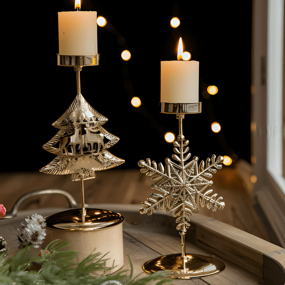 Vintage Gold Candle Holder for Elegant Christmas Decoration