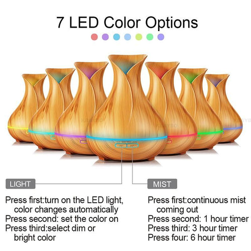 400mL Essential Oil Diffuser and Humidifier w/ Mood LED Lights