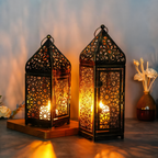 Decorative Iron Candle Holder with Arabesque Pattern