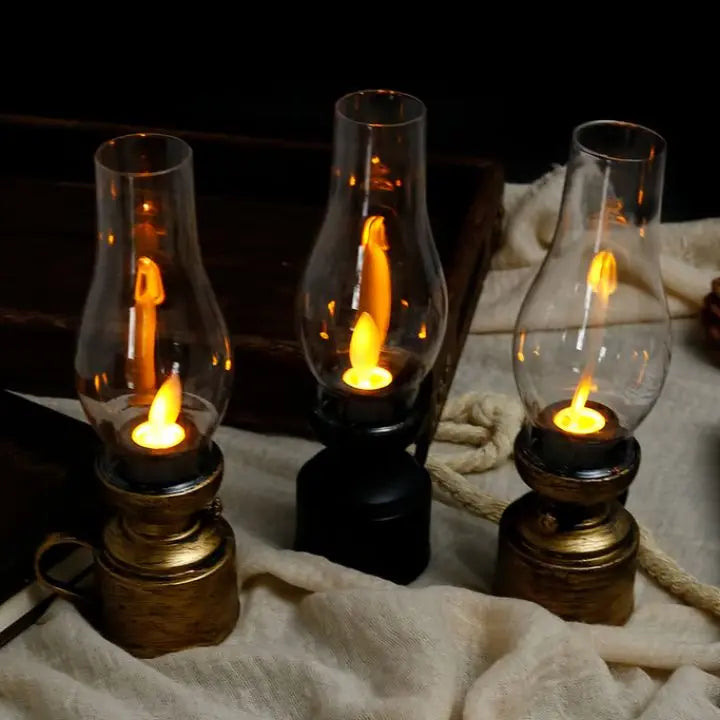LED Vintage Oil Lamp – Elegant Electronic Swing Candle