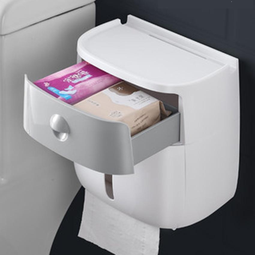 Toilet paper holder wall mounted paper shelf storage box toilet tissue dispenser