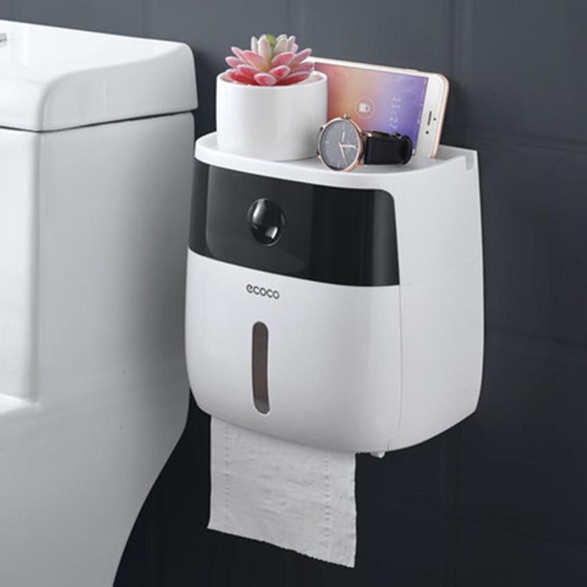 Toilet paper holder wall mounted paper shelf storage box toilet tissue dispenser