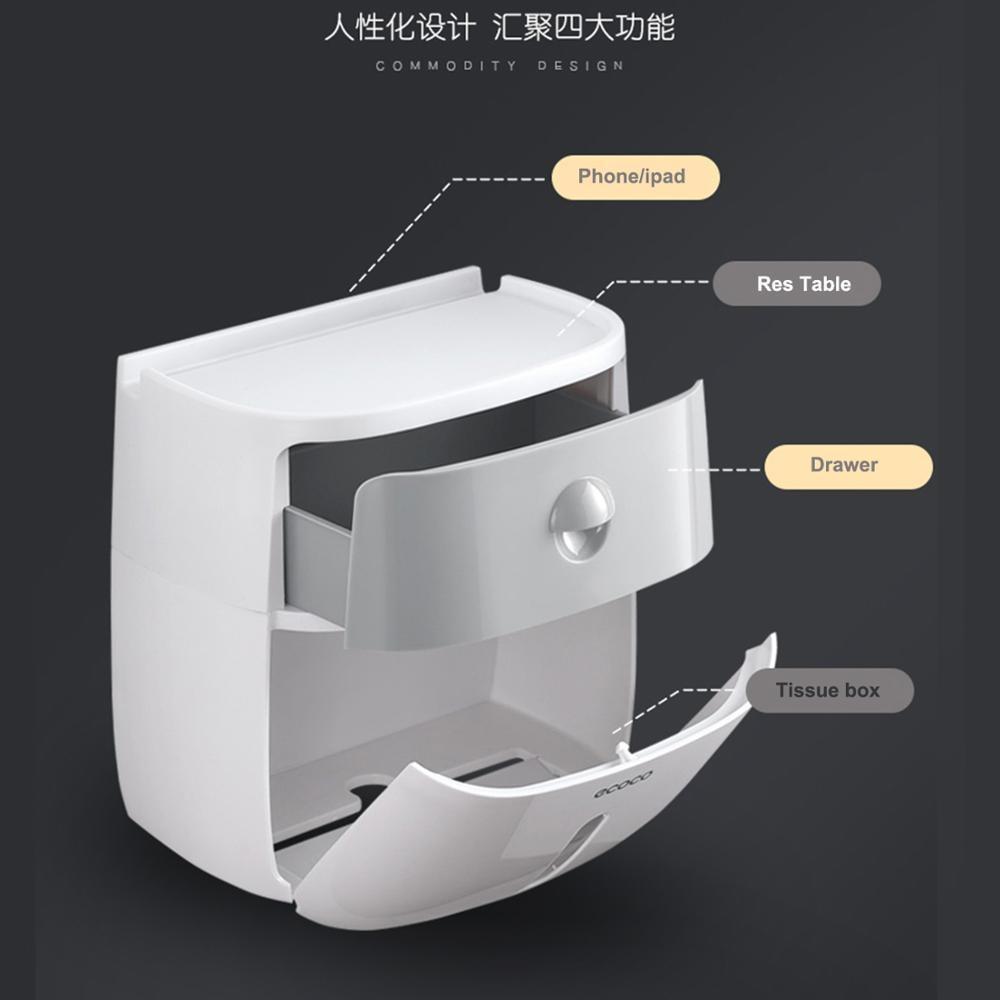 Toilet paper holder wall mounted paper shelf storage box toilet tissue dispenser